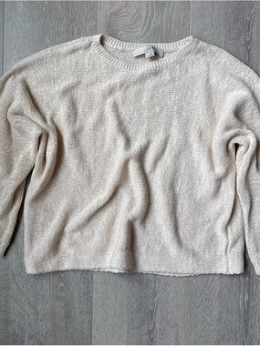 LOFT Cream Crew Neck Sweater - Lightweight Knit